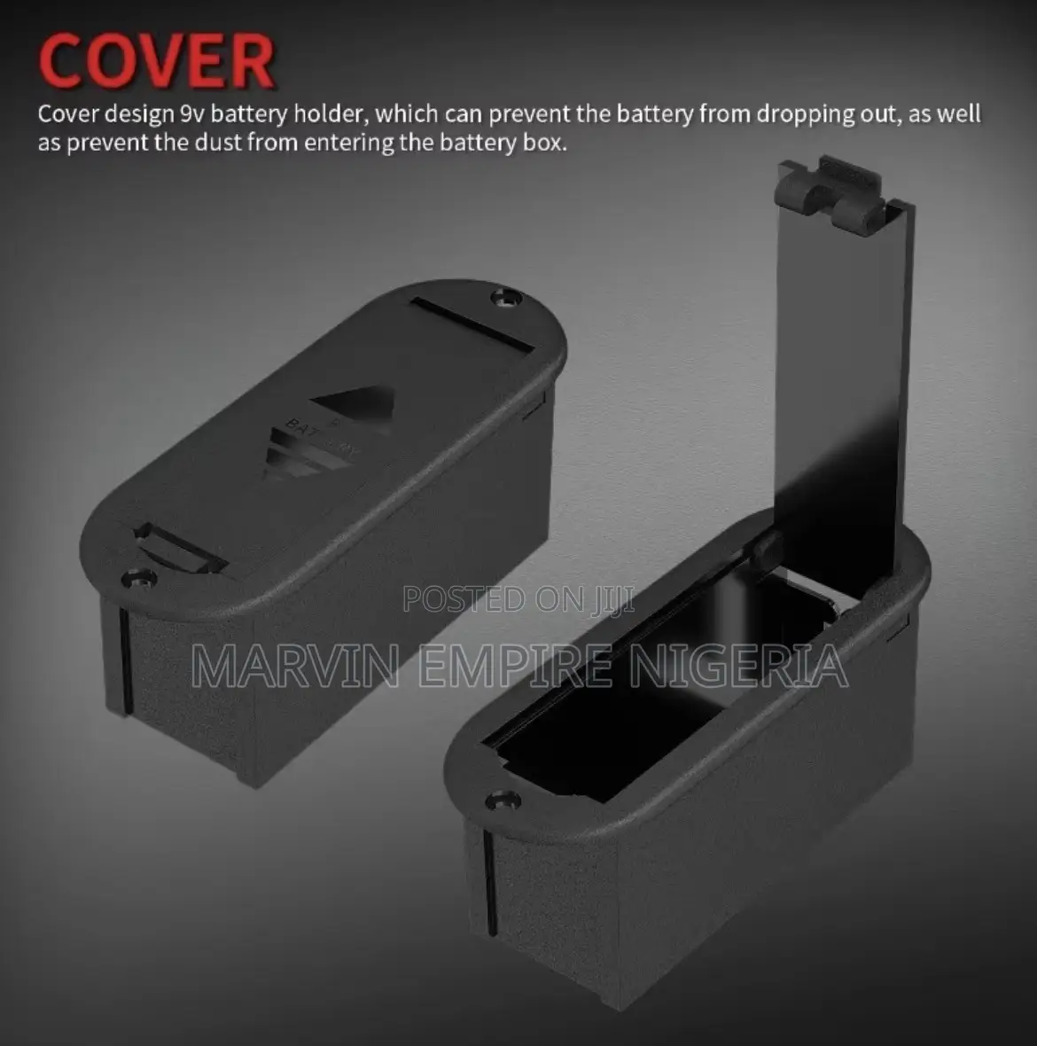 1pc 9V Battery Box Cover Case for Active Guitar Bass Pickup Black