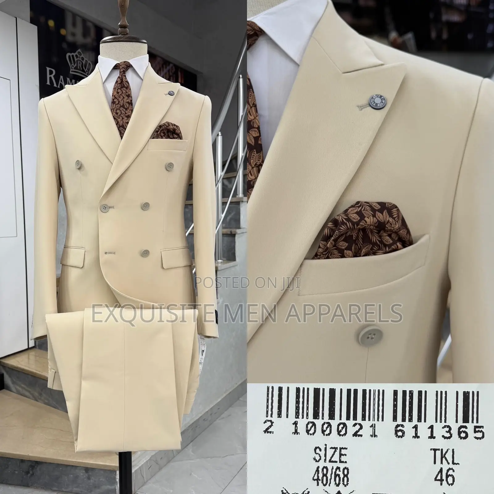 High Grade 2pcs Double Breasted Slimfit Ramzotti Men Suit