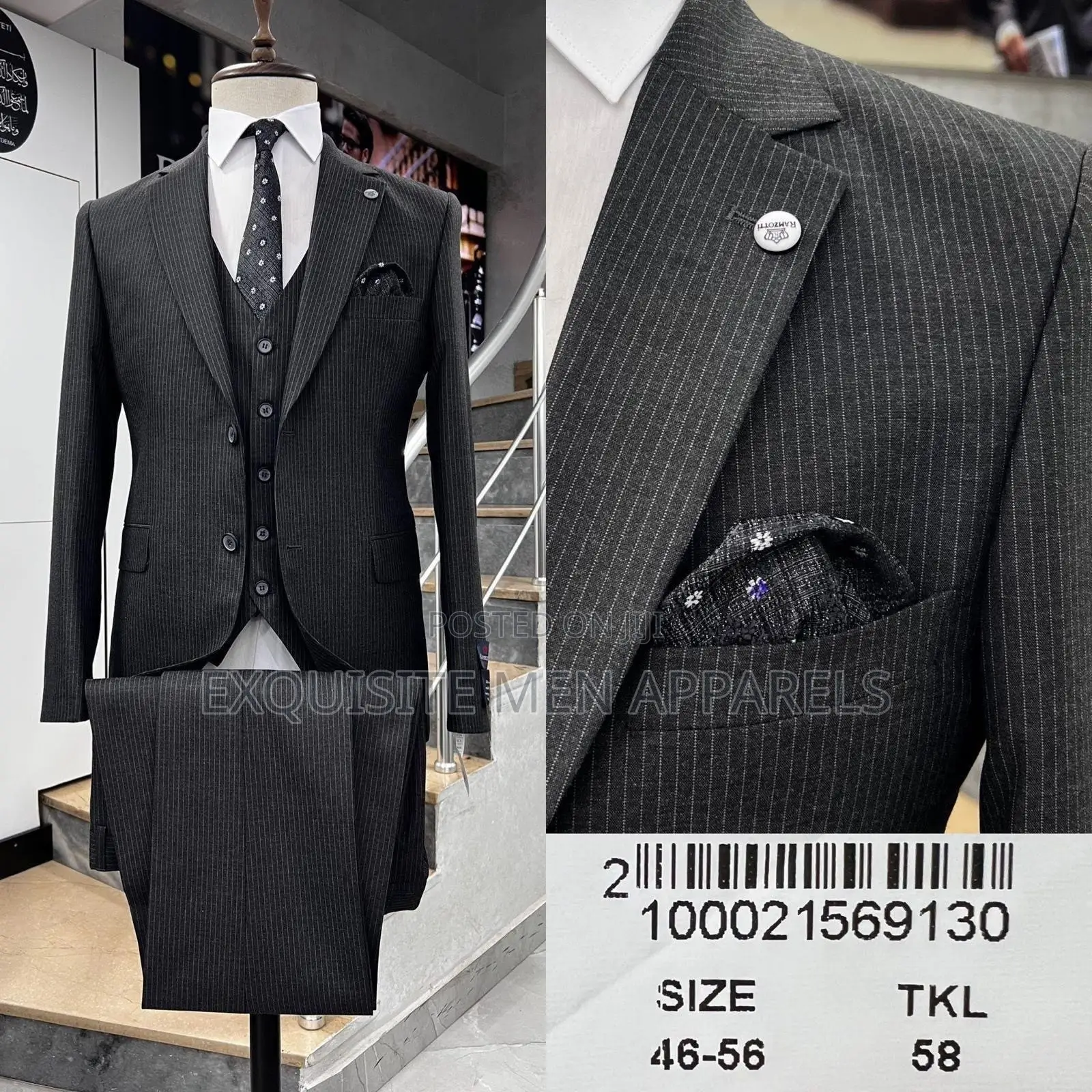 Bespoke Turkish Ramzotti Stripe Corporate Men Suit