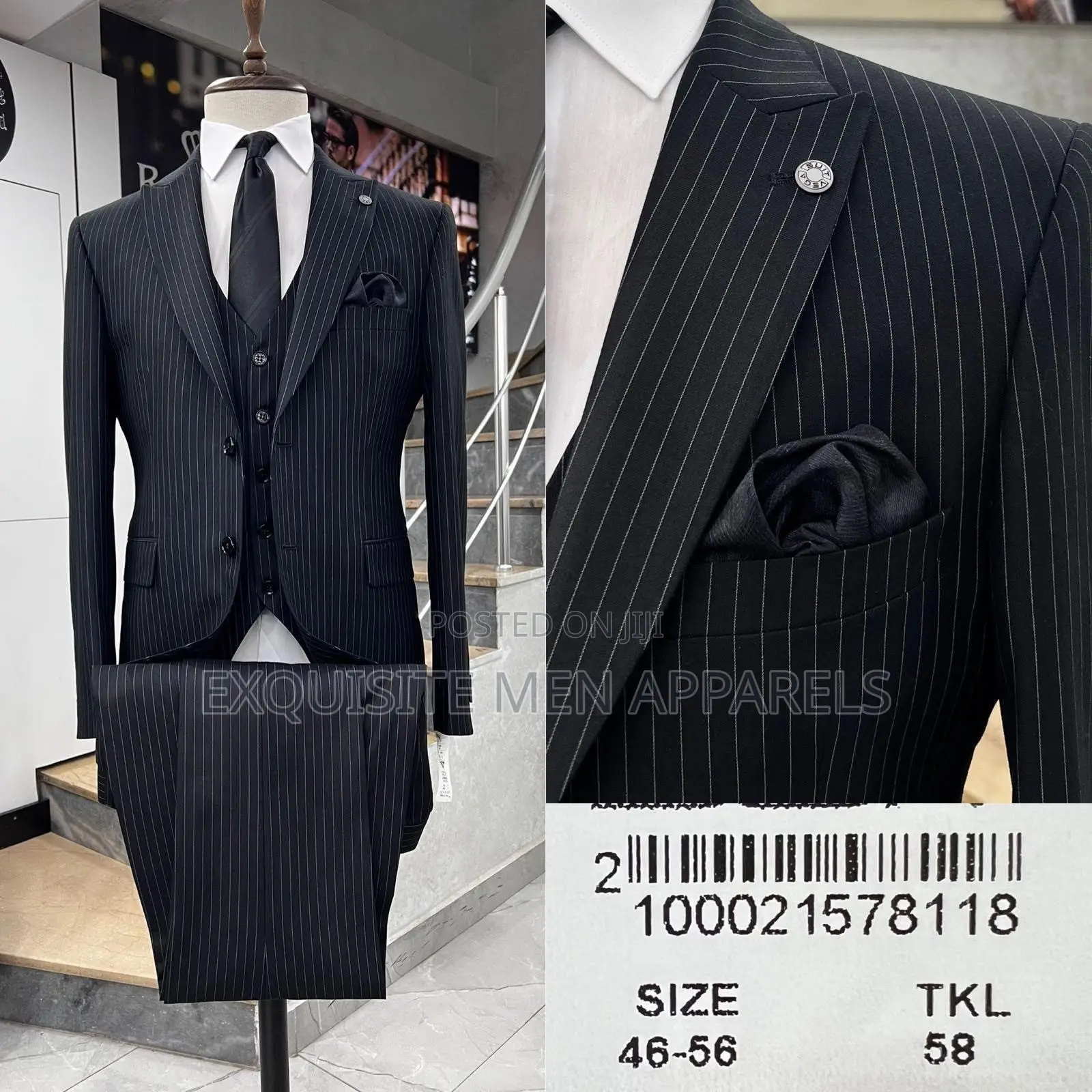 Formal 3pcs Slimfit Bold Stripe Turkish Men Suit