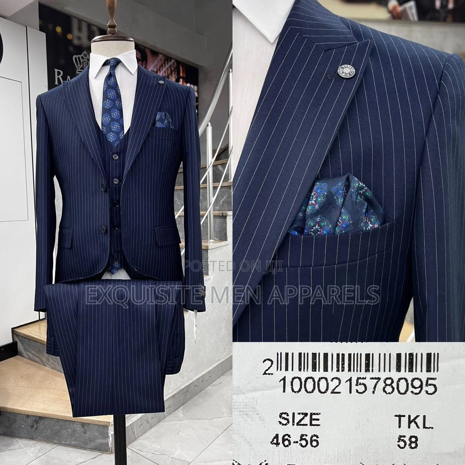 Formal 3pcs Slimfit Bold Stripe Turkish Men Suit