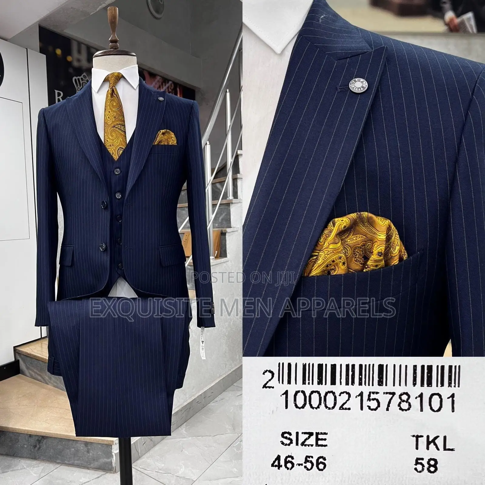 Formal 3pcs Slimfit Bold Stripe Turkish Men Suit