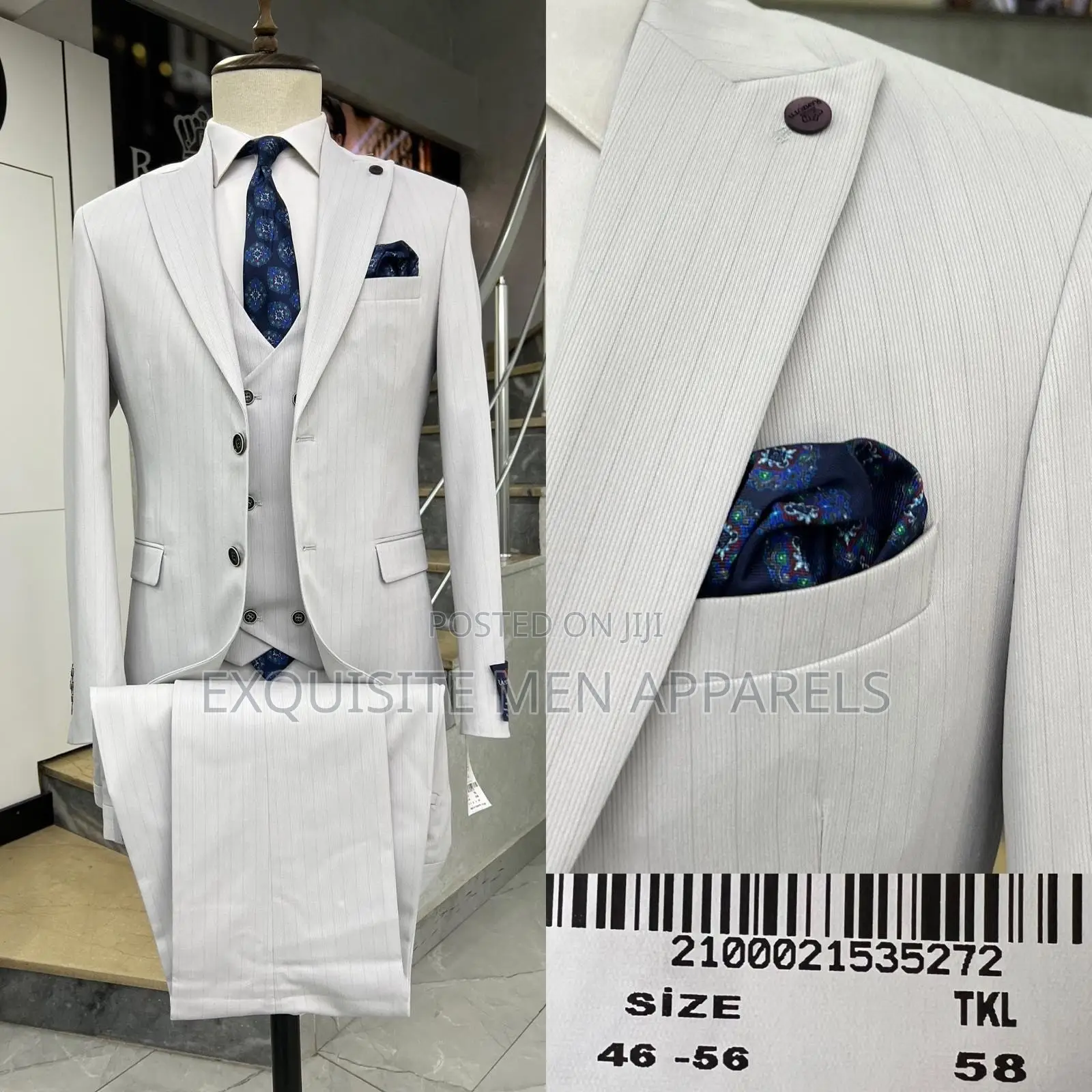 Formal 3pcs Slimfit Bold Stripe Turkish Men Suit