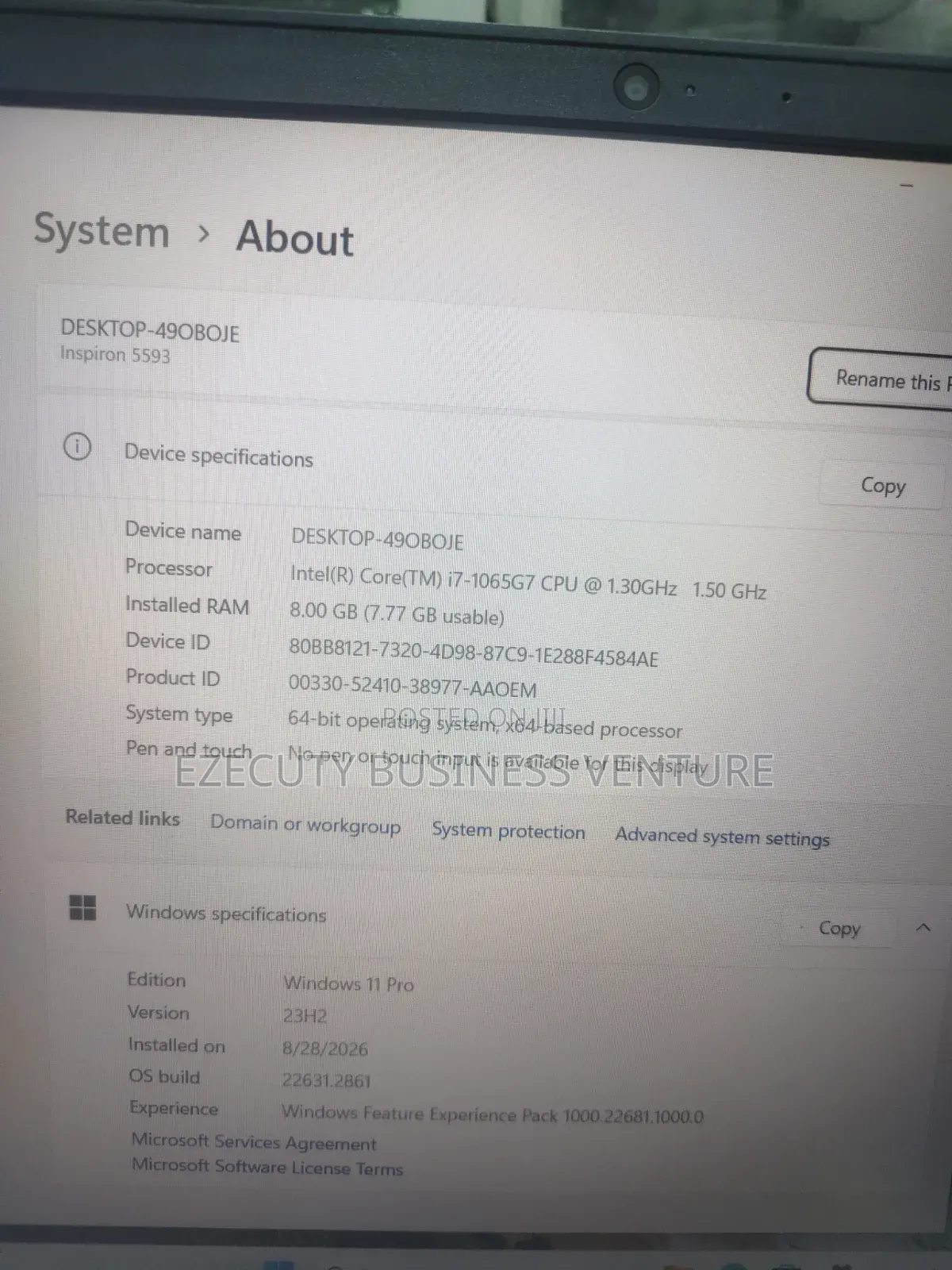Laptop Dell Inspiron 15 5593 8GB Intel Core i7 SSD 256GB