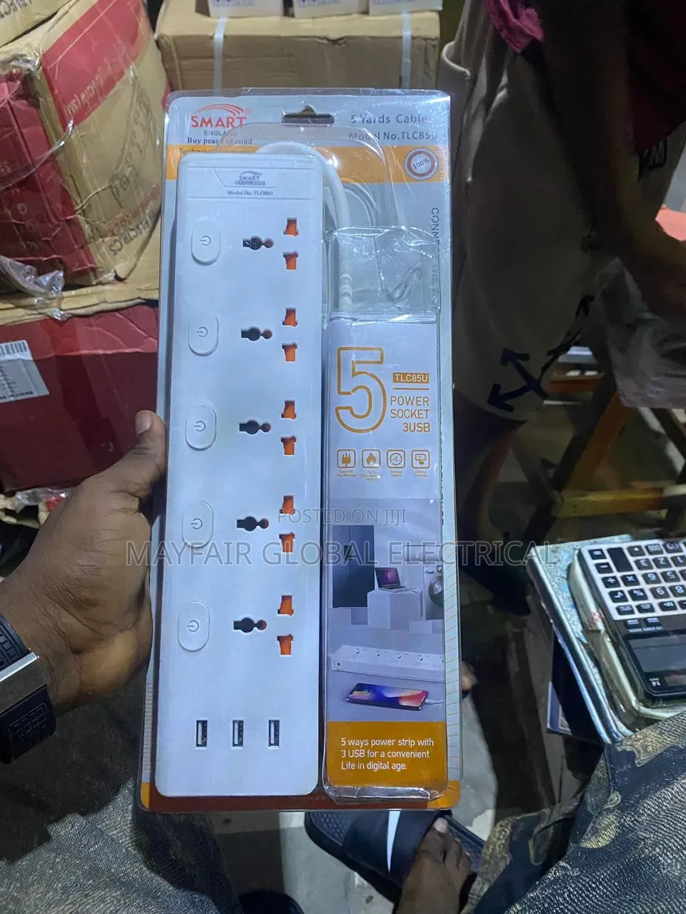 Smart England TLC85U 5-Way Power Socket Extension With 3 USB Ports