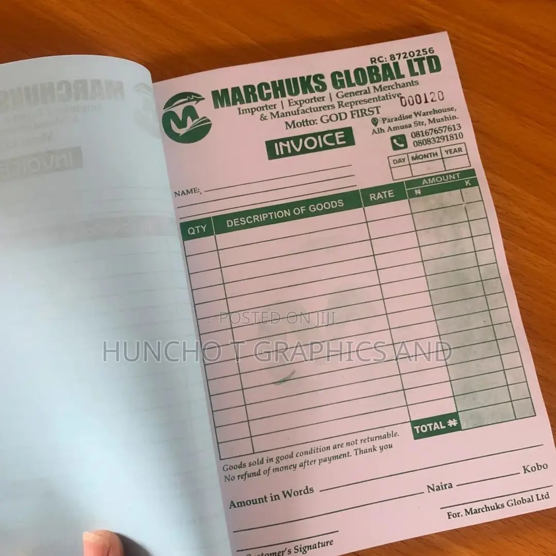 Custom Invoice and Receipt Booklet Design and Printing