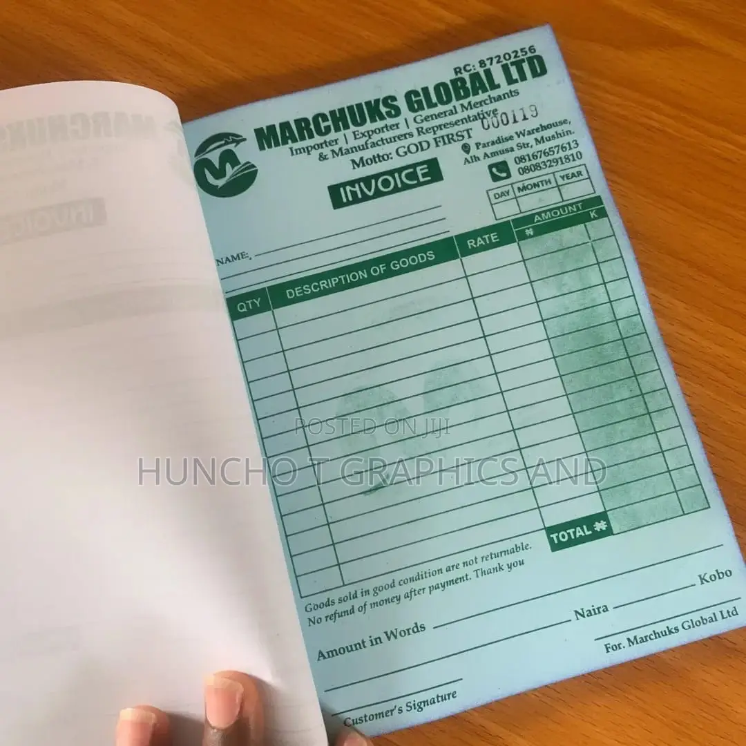 Custom Invoice and Receipt Booklet Design and Printing