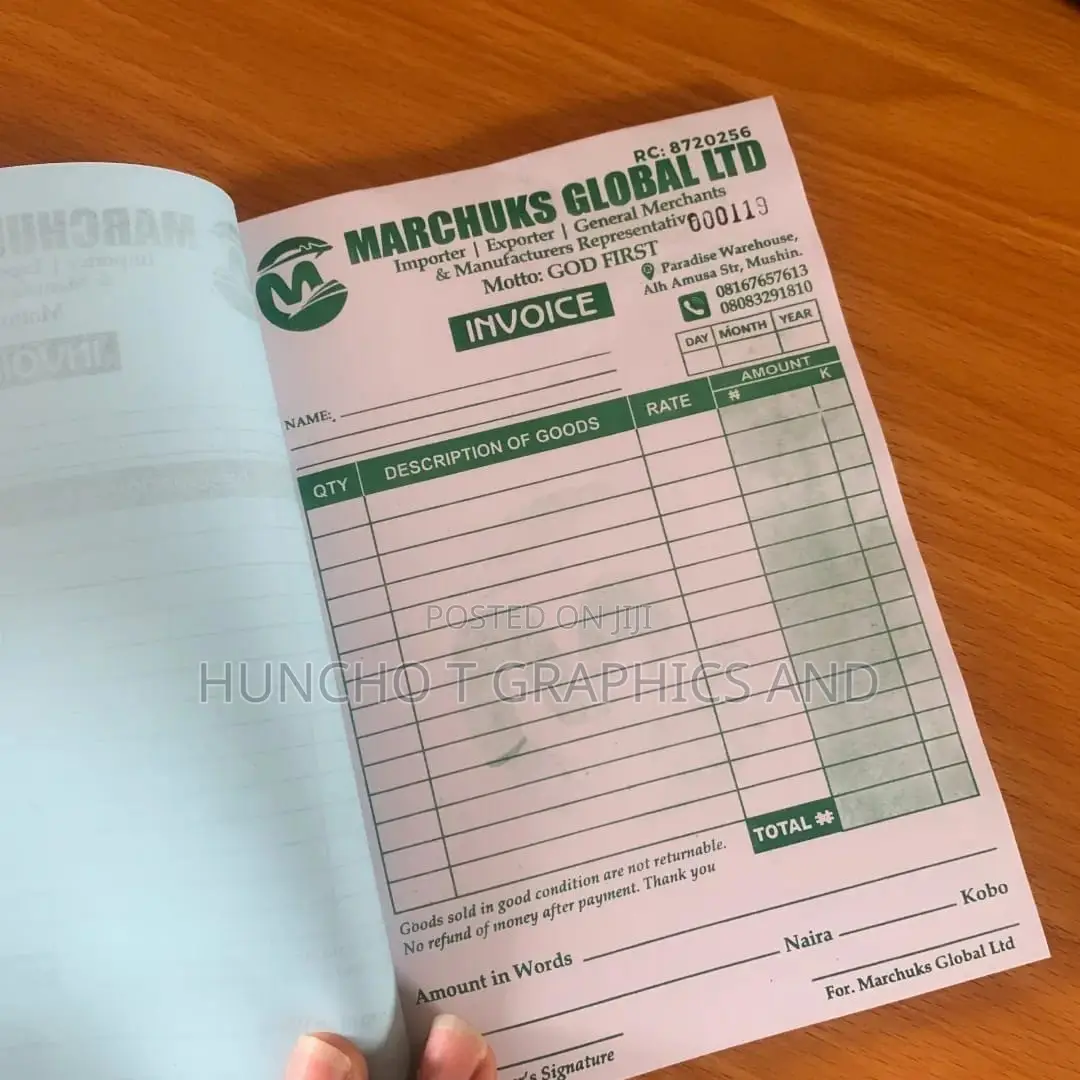 Custom Invoice and Receipt Booklet Design and Printing