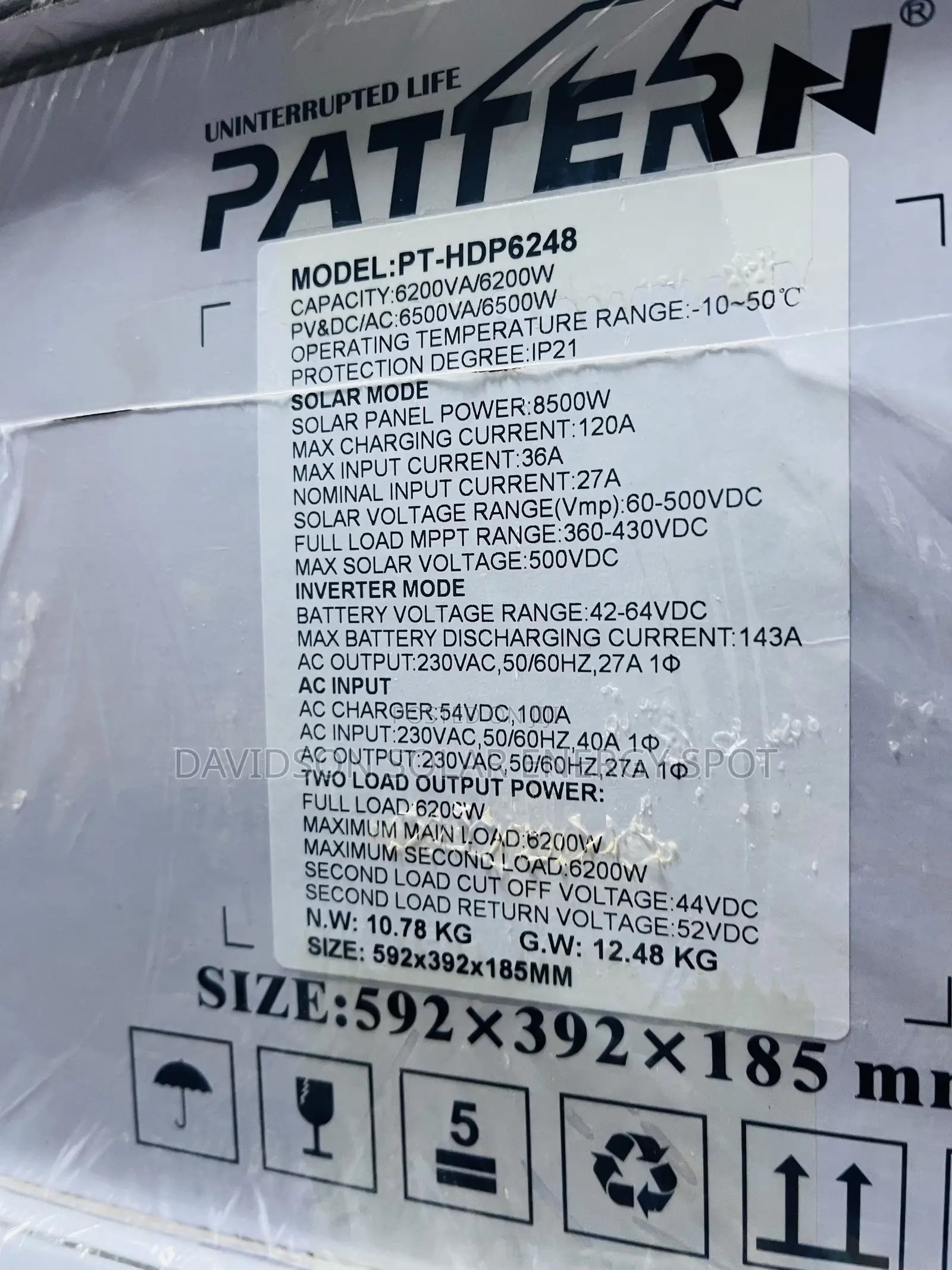 6.2kva 48v Pattern Solar Lithium Ion Battery