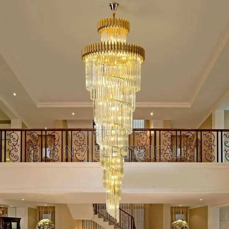 Luxury Gold Crystal Spiral Chandelier