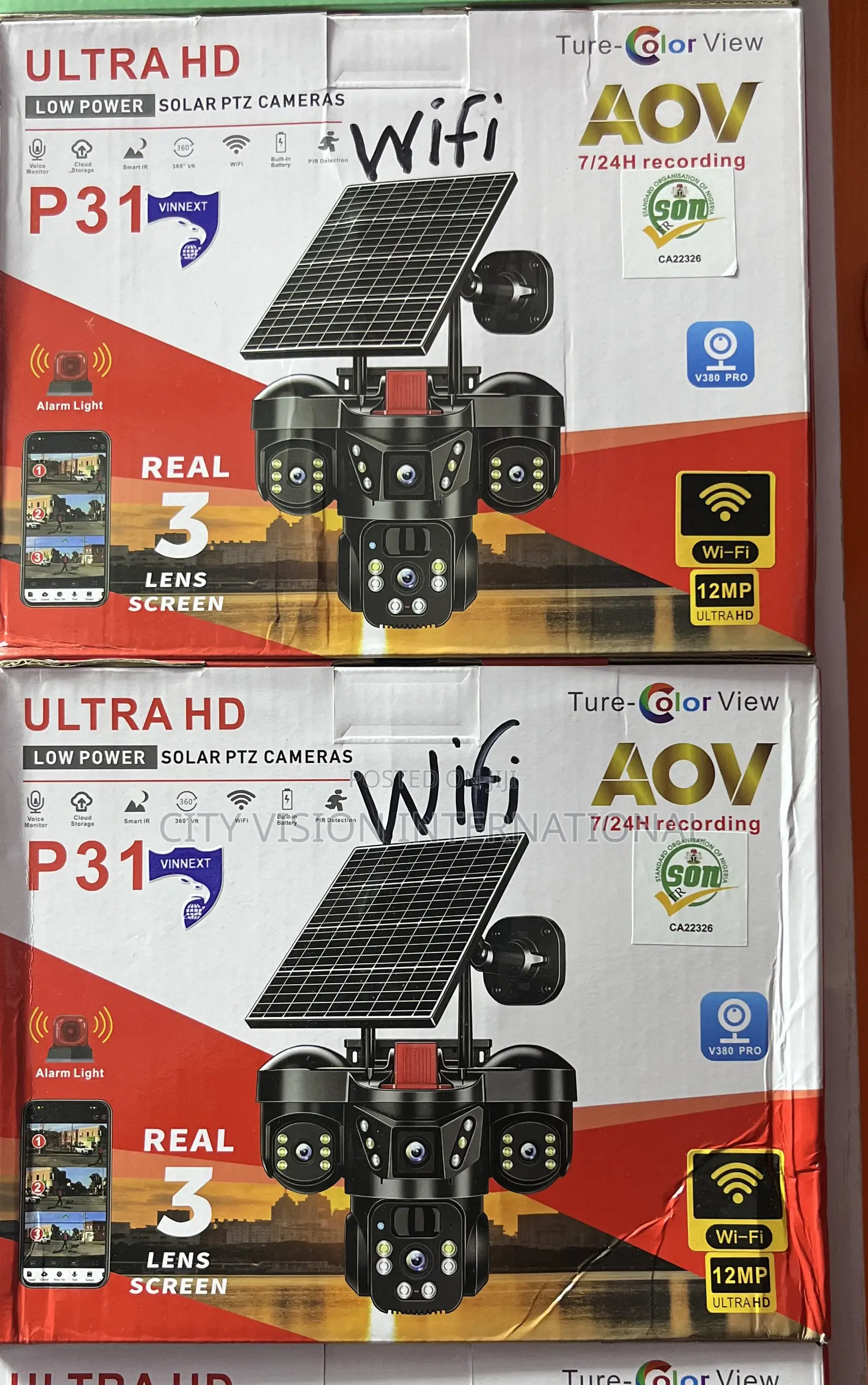 Triple-Lens Solar PTZ Security Camera