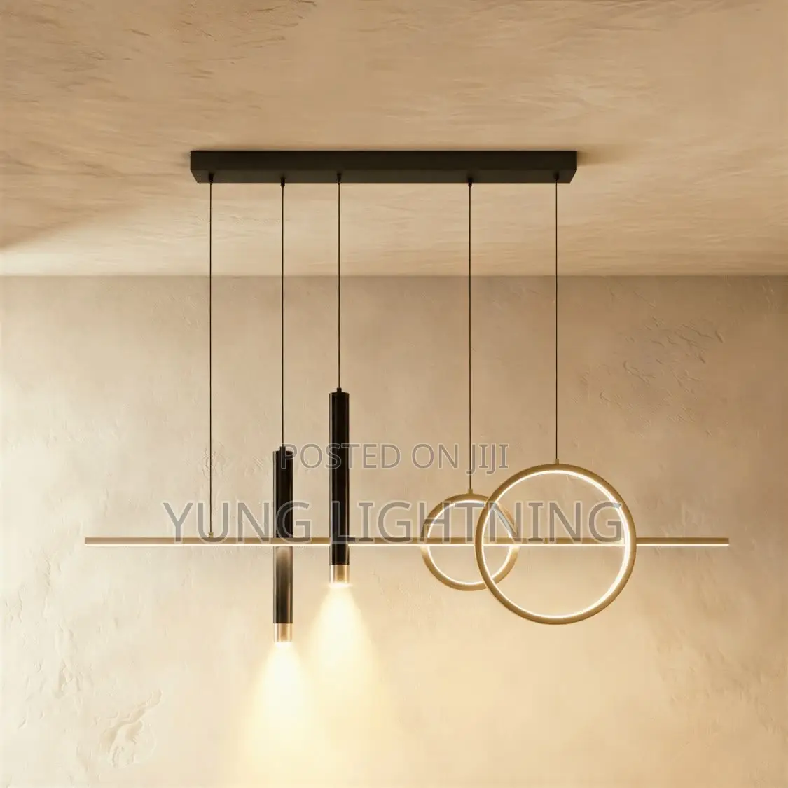 Modern Luxury LED Pendant Chandelier Elegant Ring & Linear Design