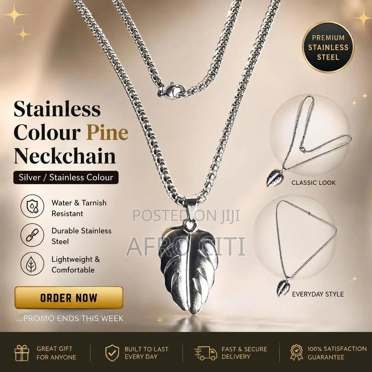 Stainless Steel/Silver Necklace + Get Gold Colour for Free