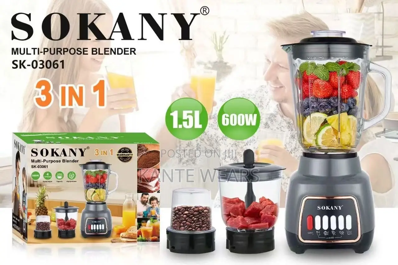 03061 Sokany Blender  1.5 Liters  3 in 1