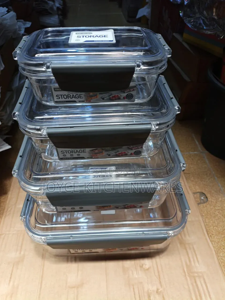 5piece Set of Transparent Acrylic Food Storage Containers- Box