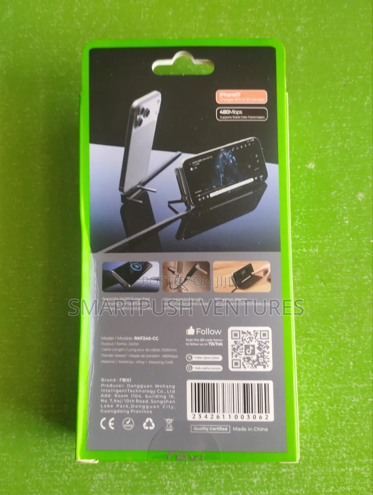 Rexi 240w Foldable Stand Charging Cable (Type-C to Type-C)