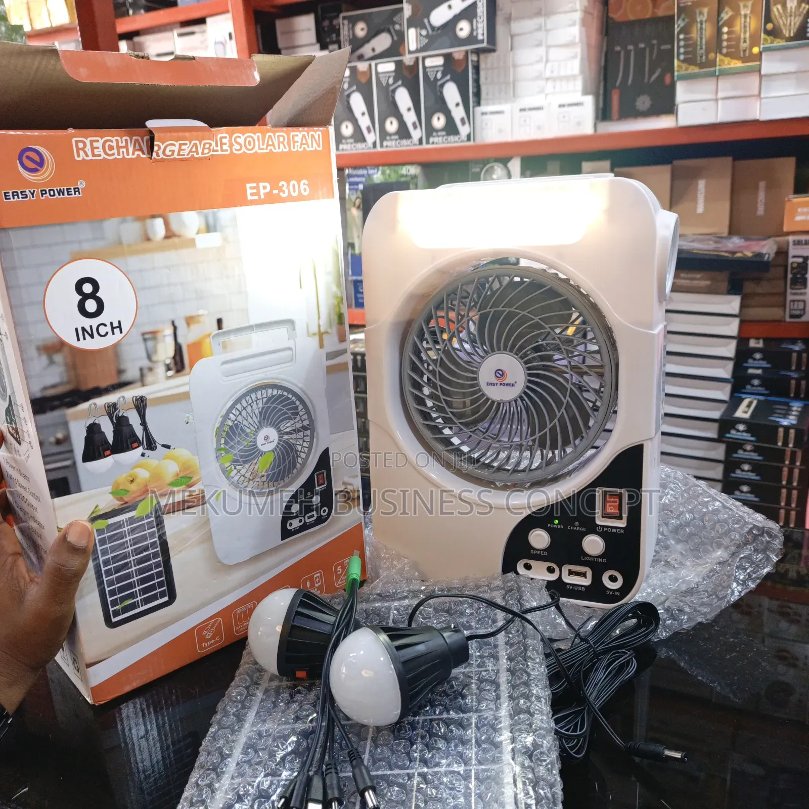 8" Easy Power Rechargeable Mini Table Solar Fan