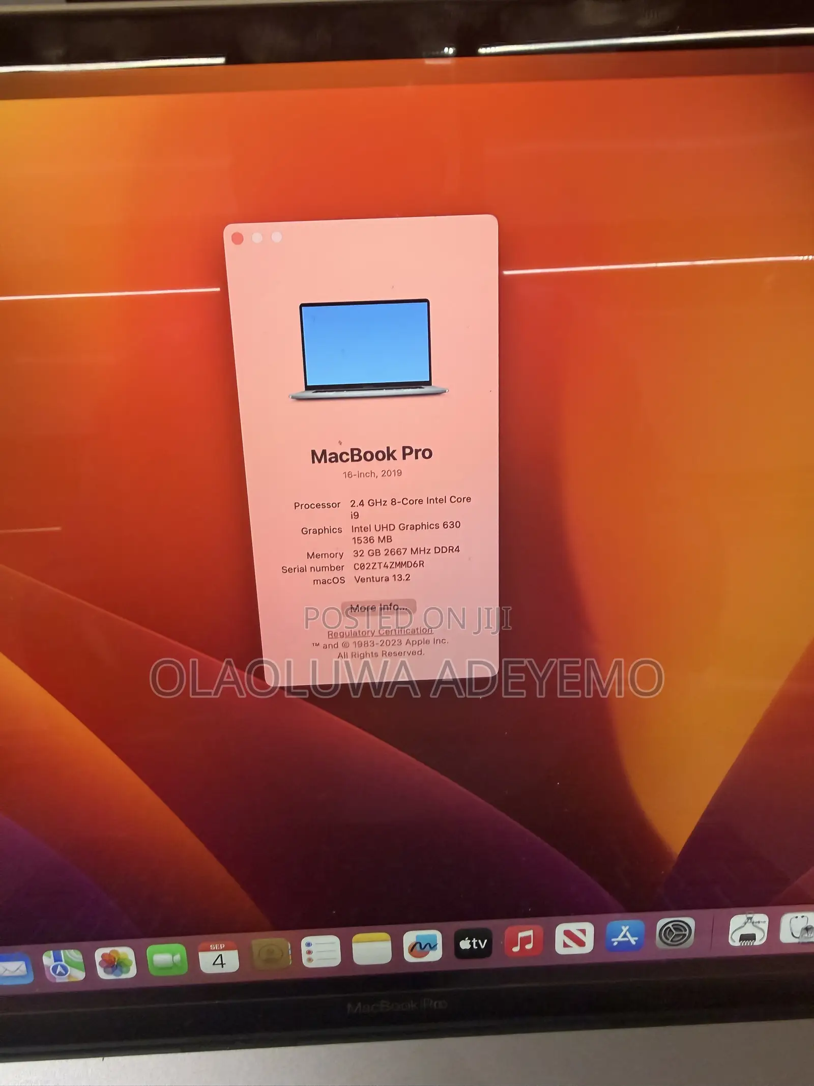 Laptop Apple MacBook Pro 2019 32GB Intel Core i9 SSD 1T