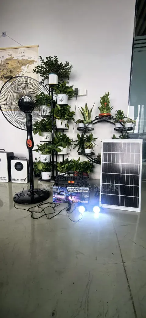 Solar Fan With Solar Pane,2 Bulbs and Remote Control