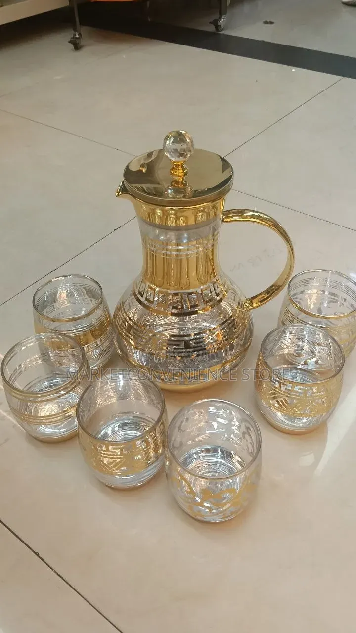 Luxury Style Glass Water Pitcher With 6pcs Glass Cups