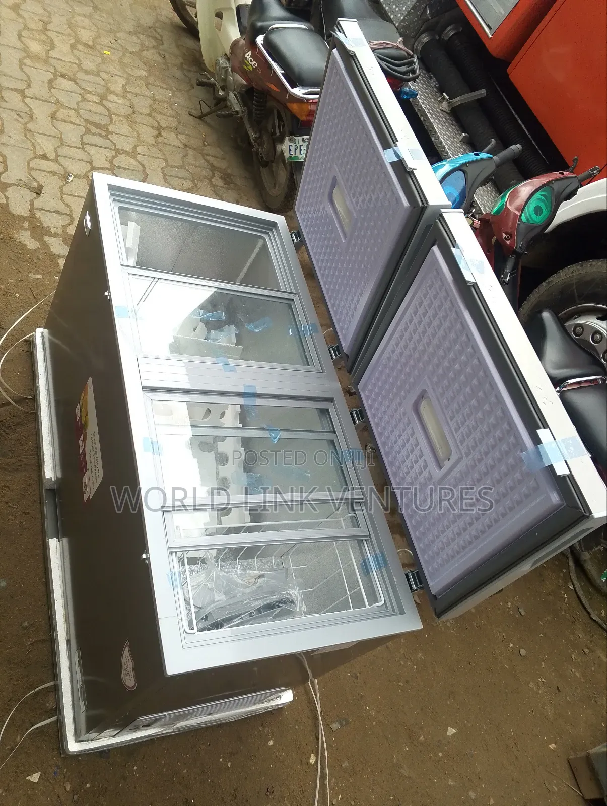 LG 2 Doors Chest Freezer  Sliding Glass and Inner Interior LED Light