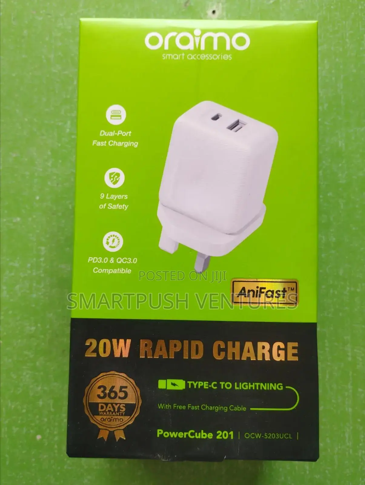 Oraimo 20W RAPID CHARGE (Type-C to Lighting)