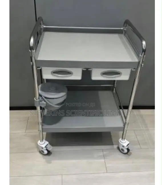 2 Tier Instruments Trolley With Double Drawer