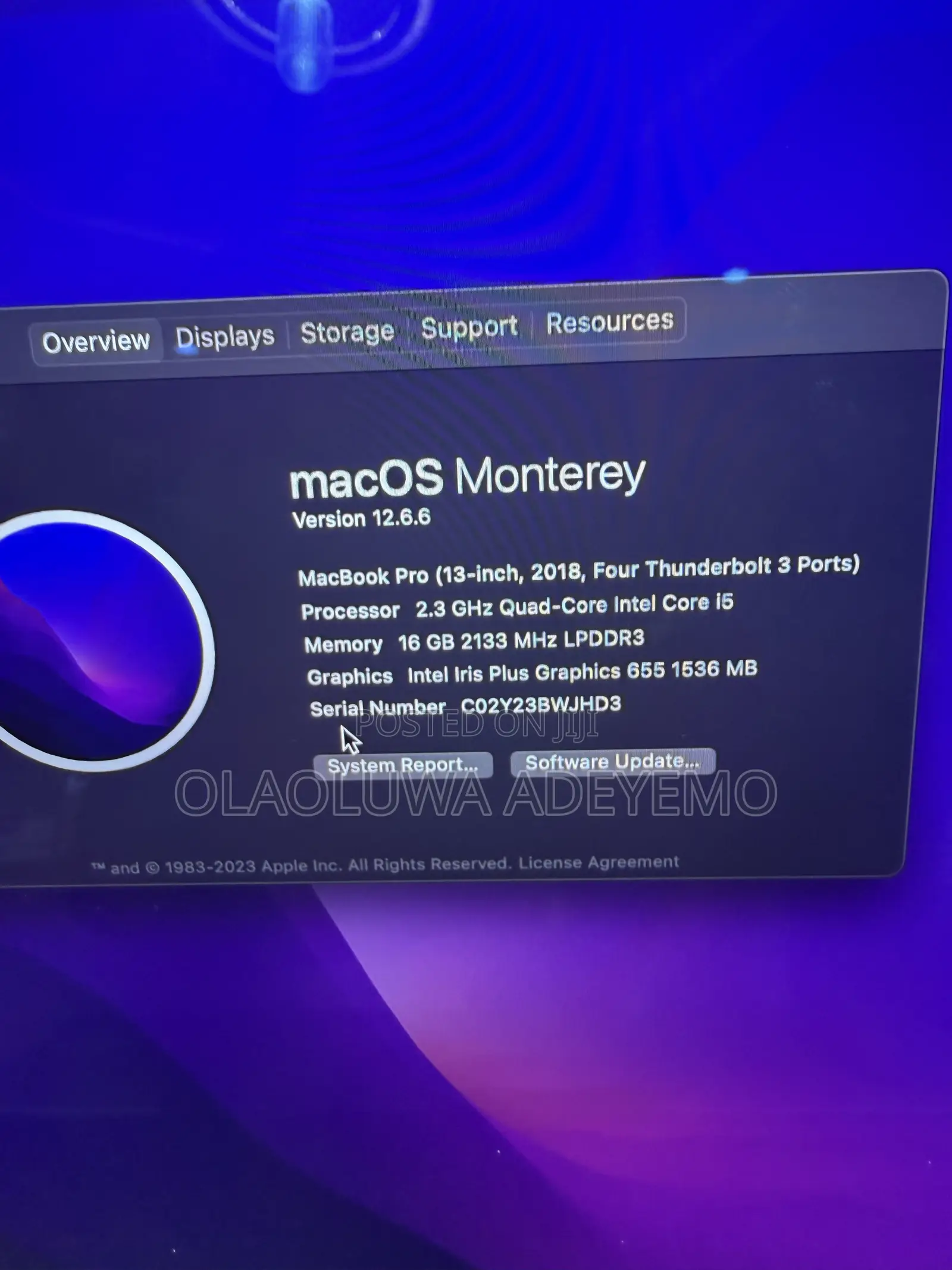 Laptop Apple MacBook Pro 2018 16GB Intel Core i5 SSD 512GB