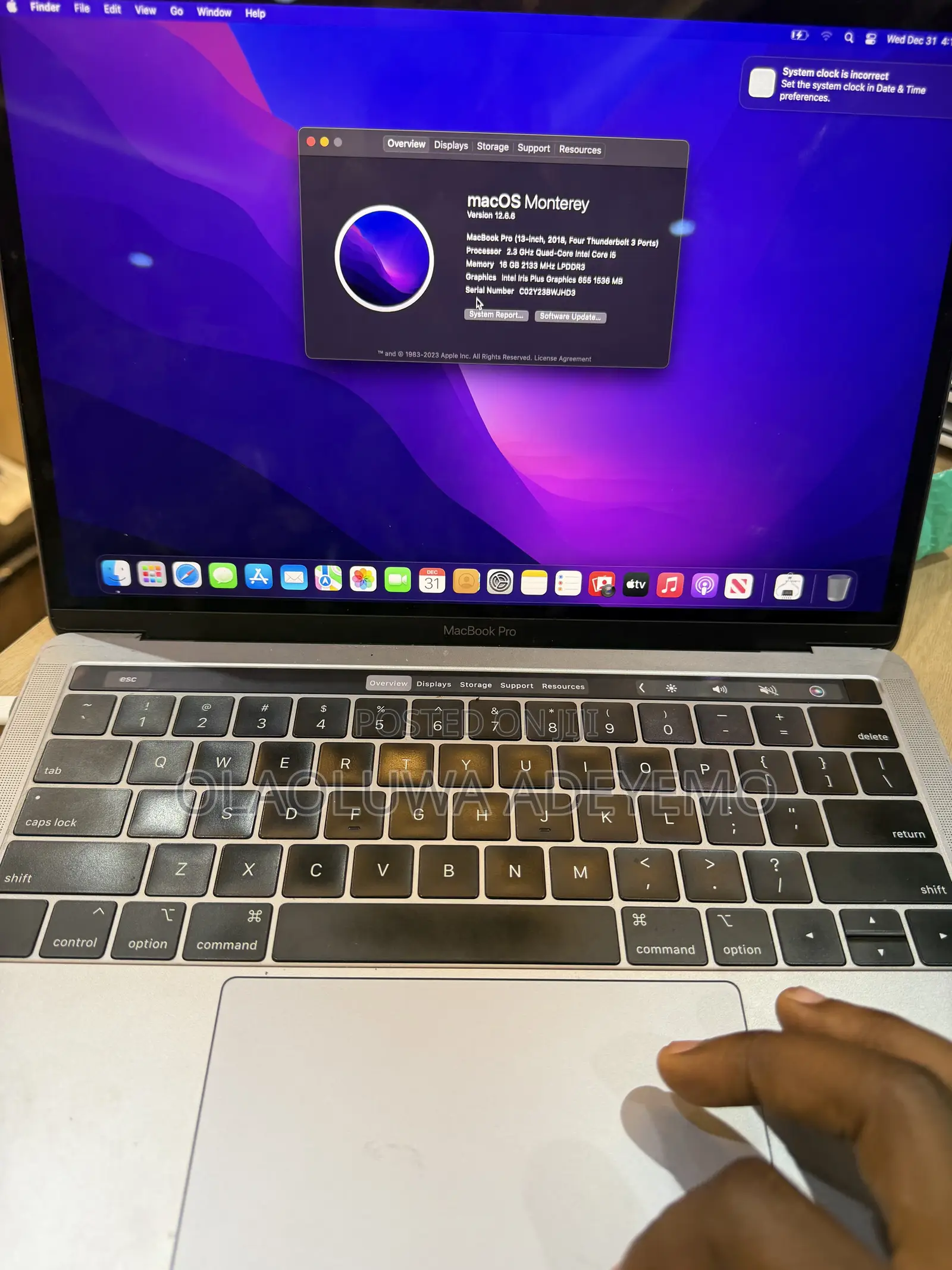 Laptop Apple MacBook Pro 2018 16GB Intel Core i5 SSD 512GB