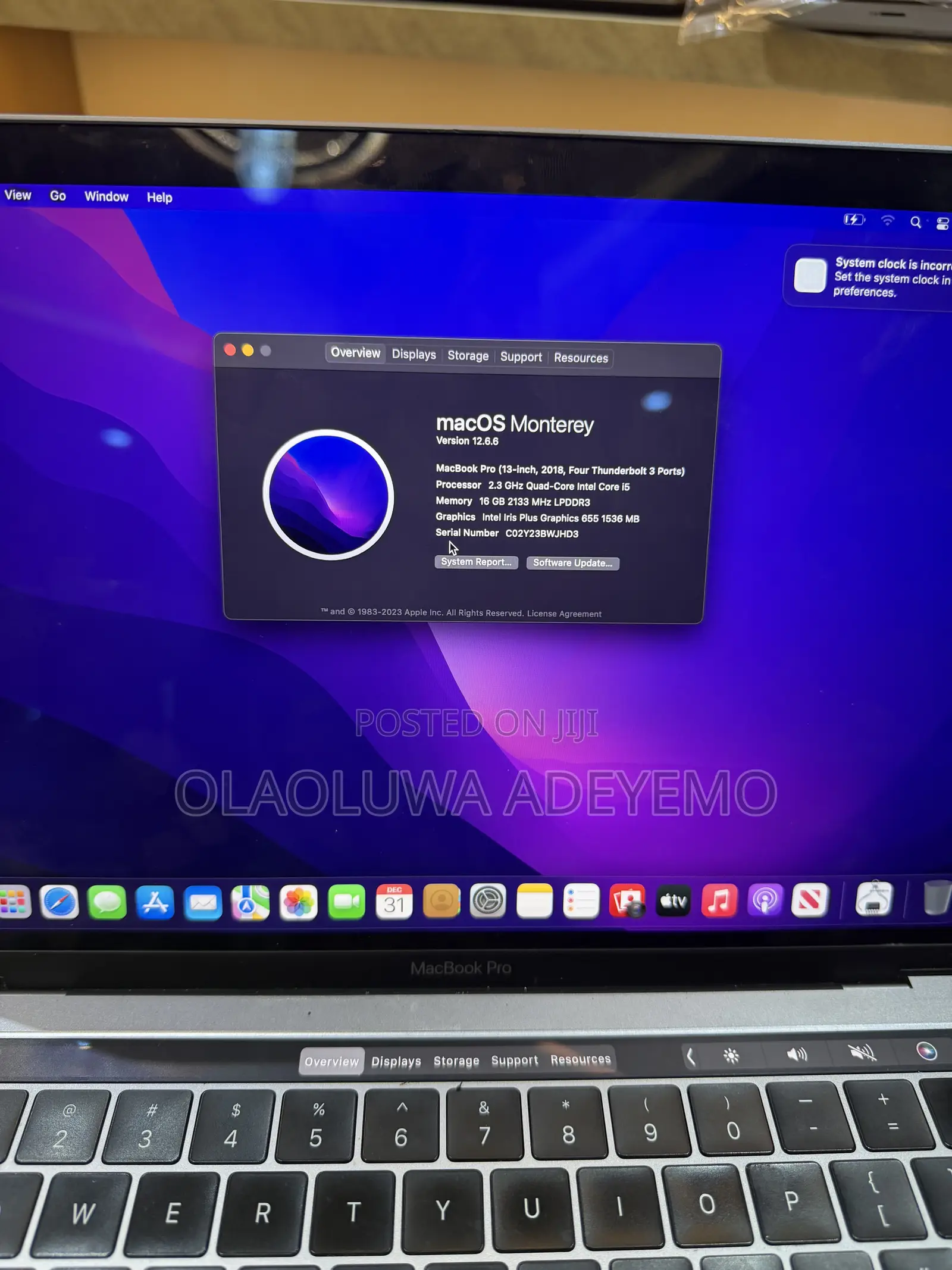 Laptop Apple MacBook Pro 2018 16GB Intel Core i5 SSD 512GB