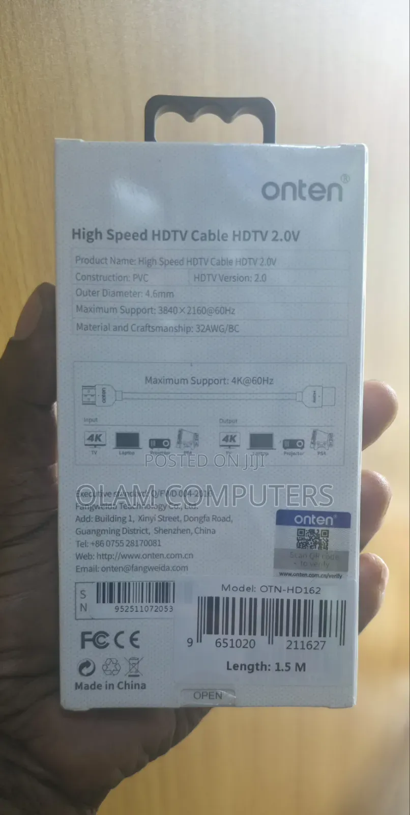 Onten 1.5m 4k HDTV 2.0 Cable Otn-Hd162