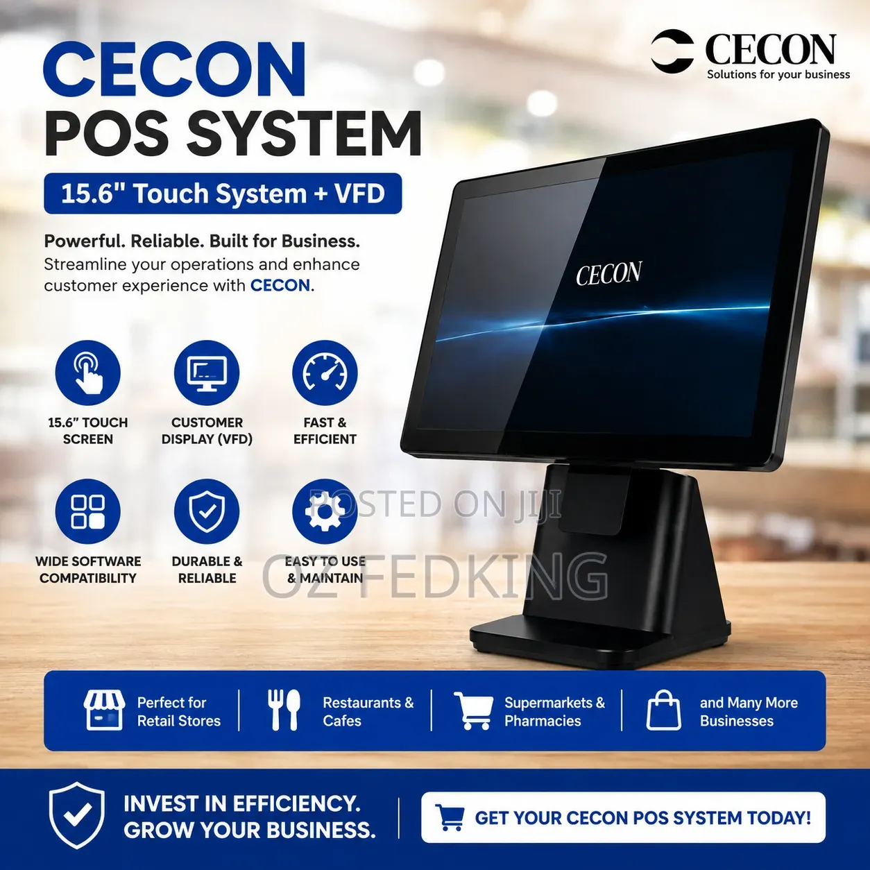 Cecon Point of Sales 15.6" Touch System +Vfd