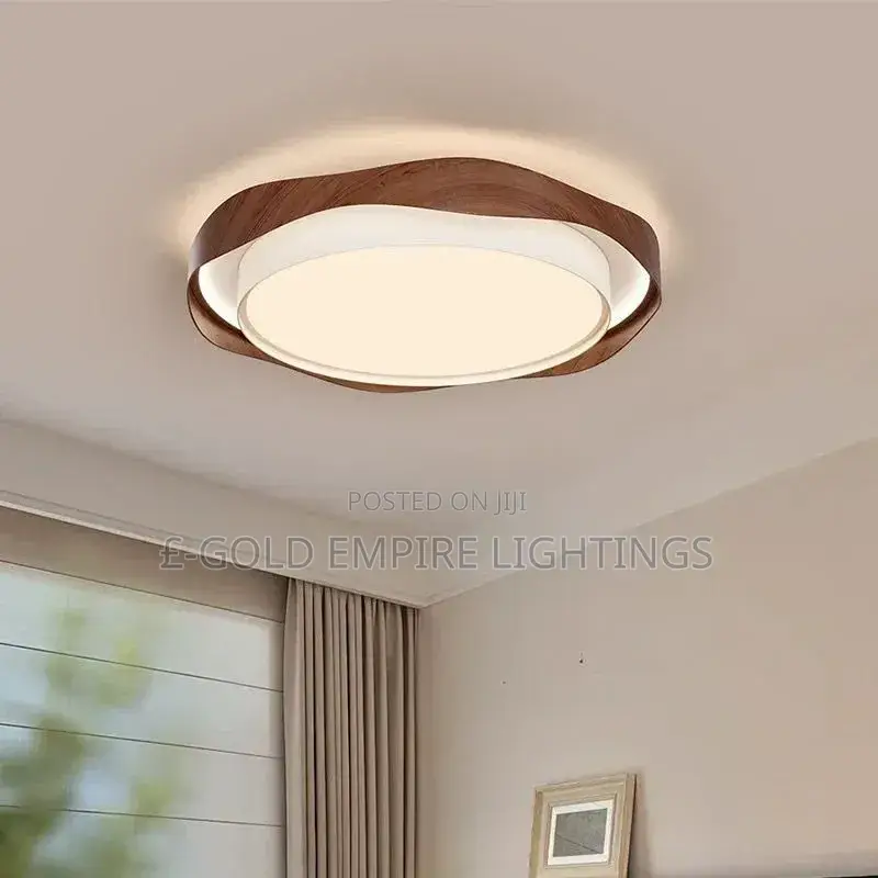 Modern LED Ceiling Light – Elegant Wooden Square Design