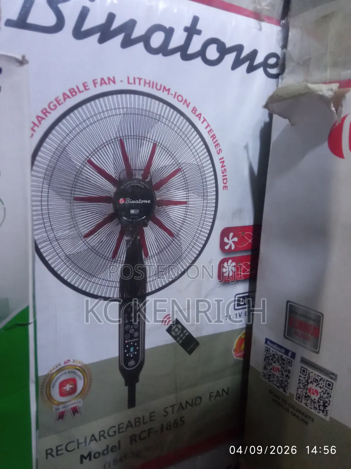 Binatone Rechargeable Standing Fan 18inch