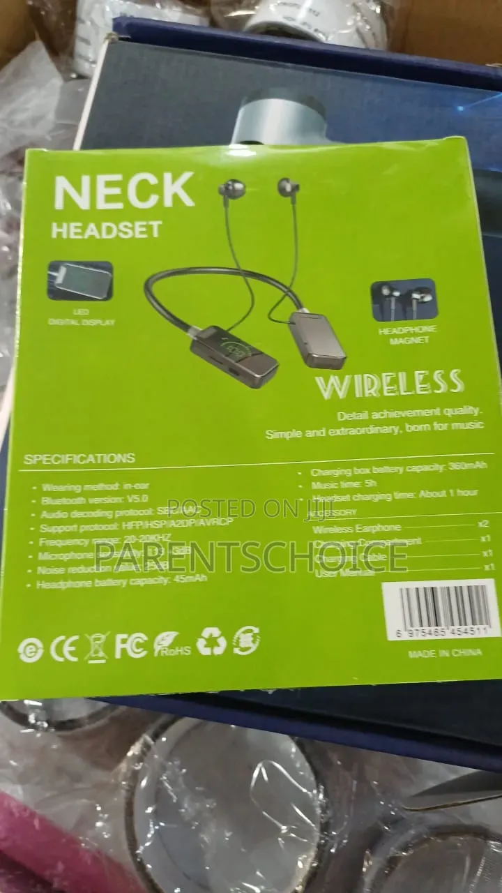 Neckband BT Earphones LED Digital Display Touch Control