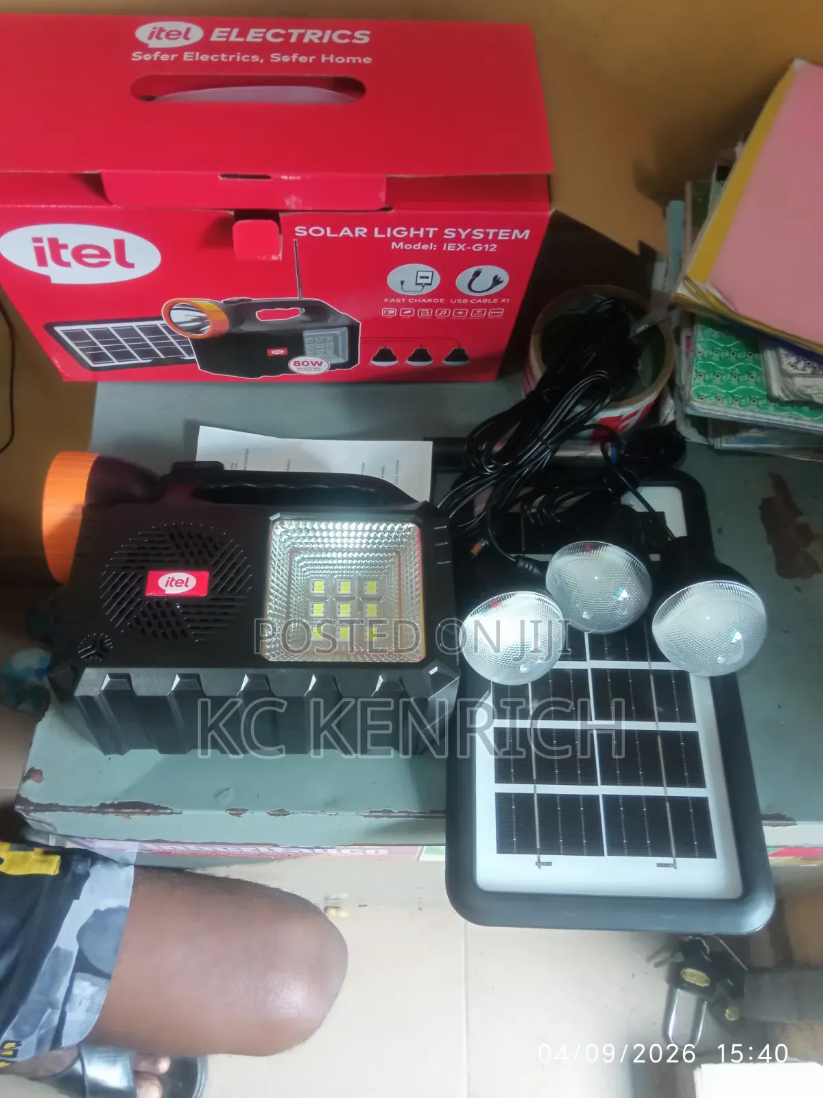 Itel Solar Light, 3 Bulb, Bluetooth and Radio Fm