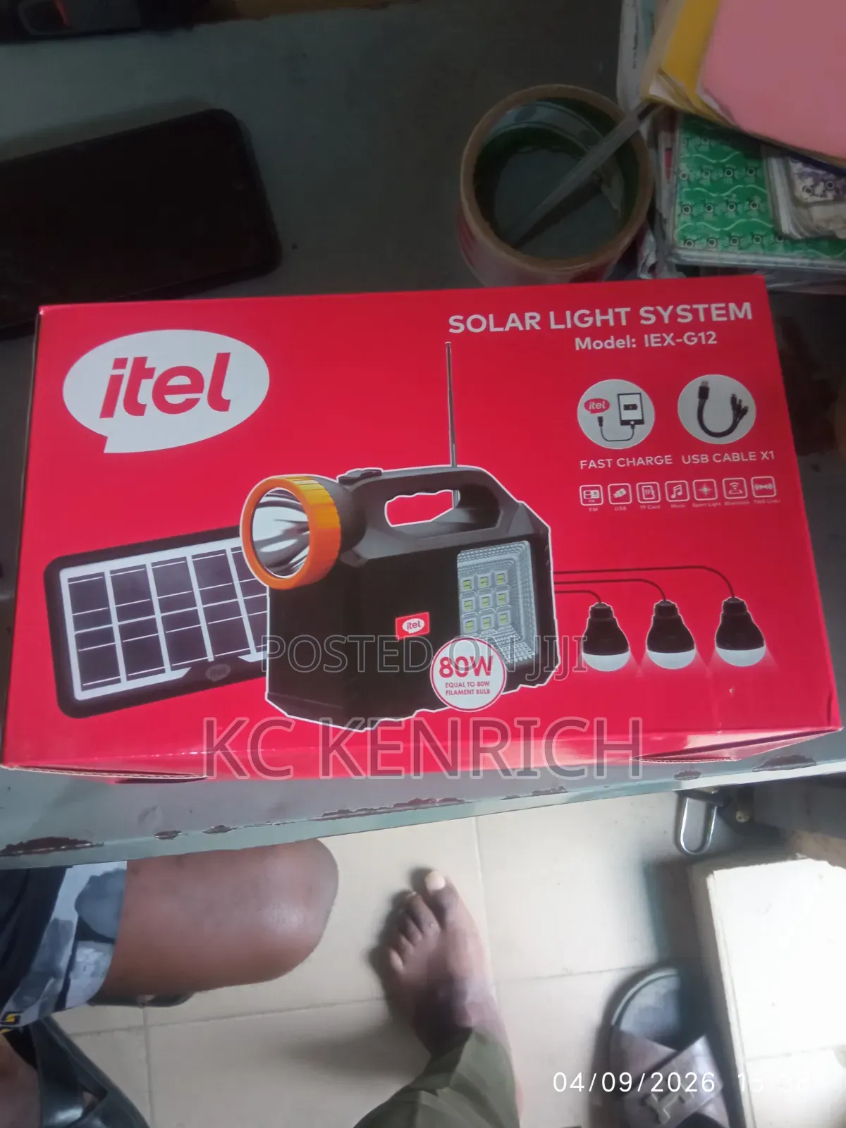 Itel Solar Light, 3 Bulb, Bluetooth and Radio Fm