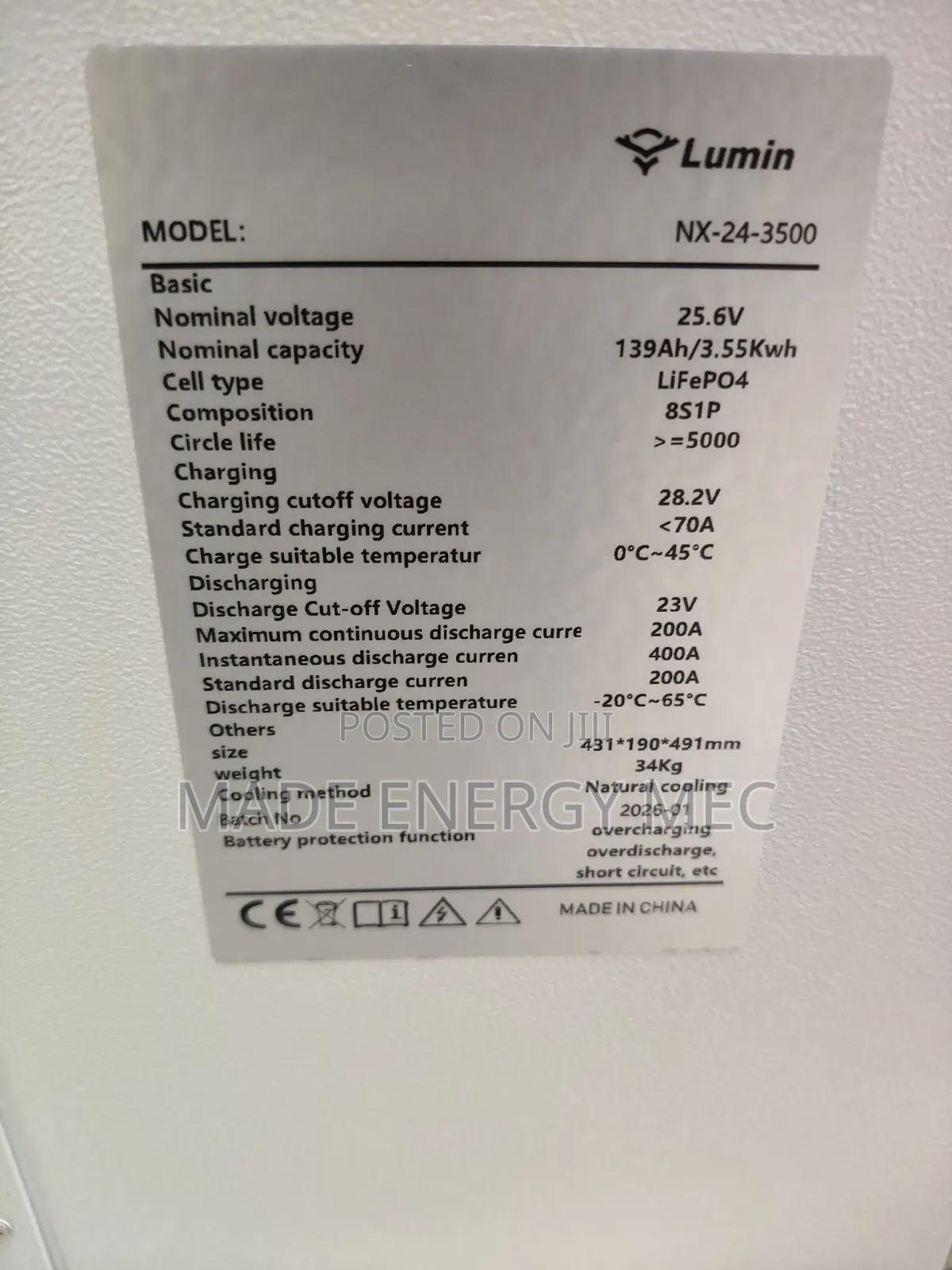 🔋 3.5kwh 24v Lumin Lithium Battery – Reliable Backup Power