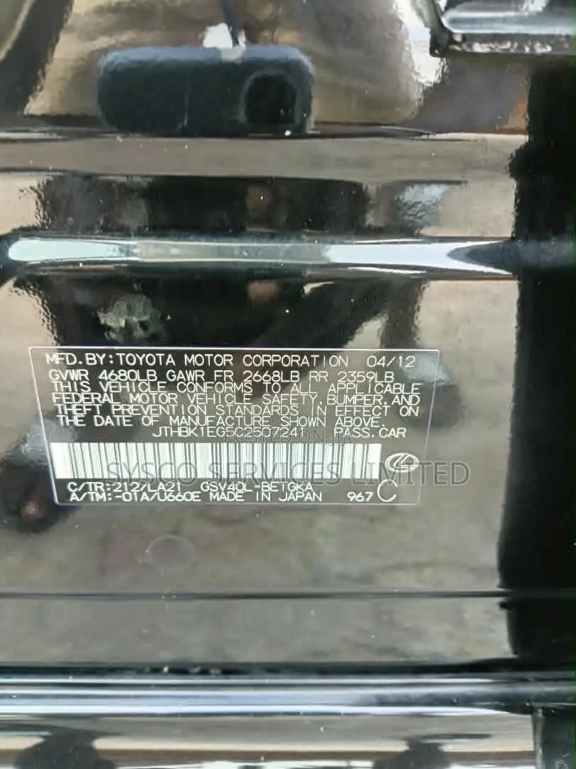 Lexus ES 350 2012 Black