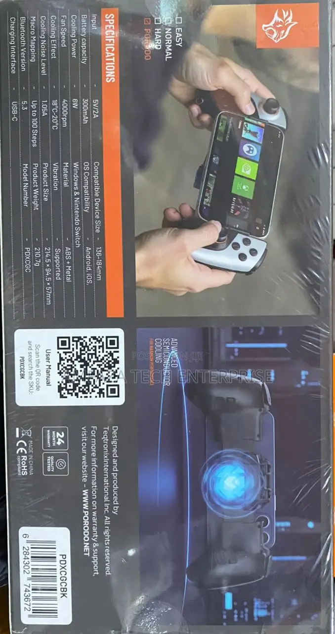 Porodo Mobile Game Controller With Built-in Cooling Fan