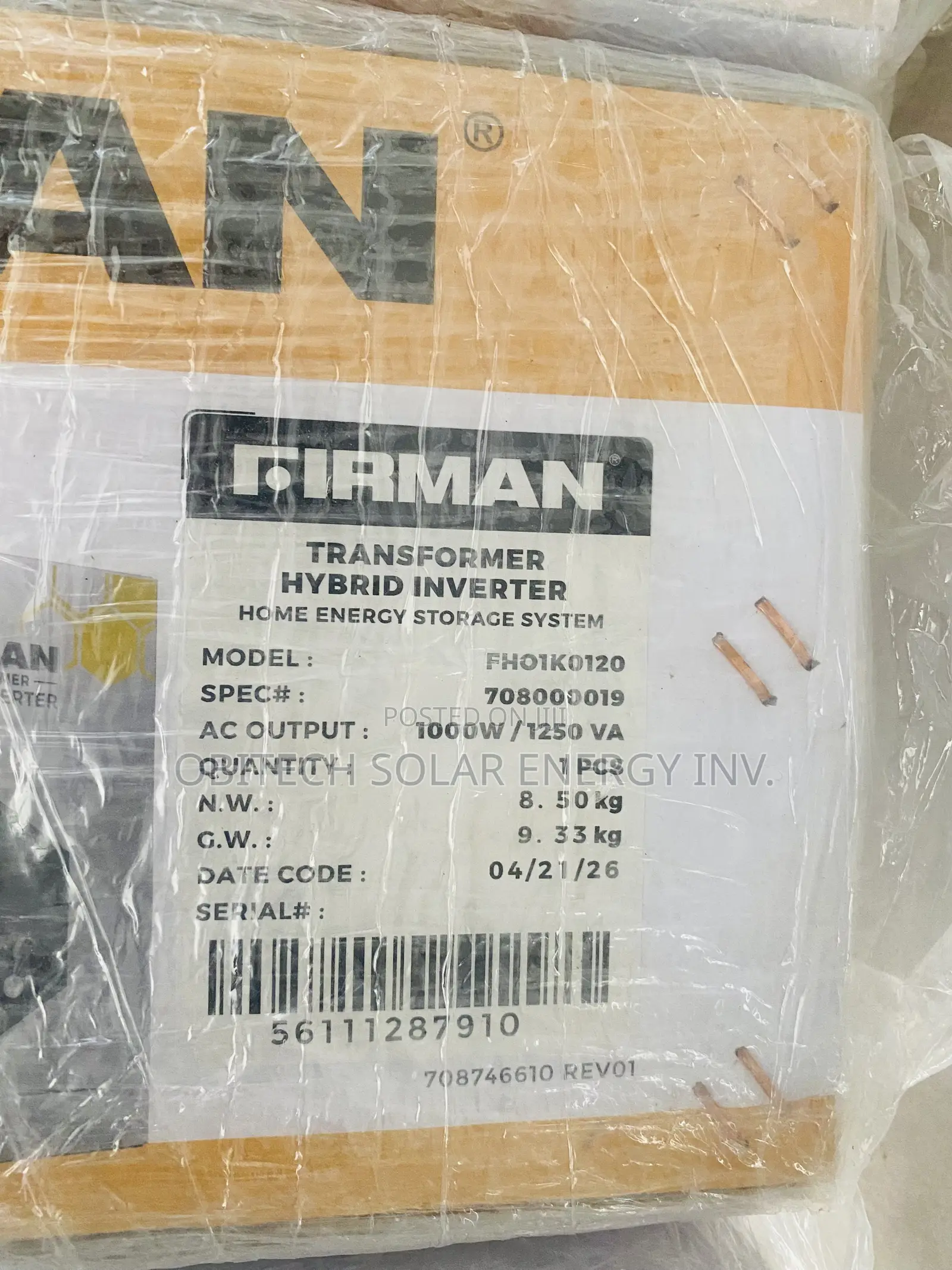 1kva 12v Firman Hybrid Inverter