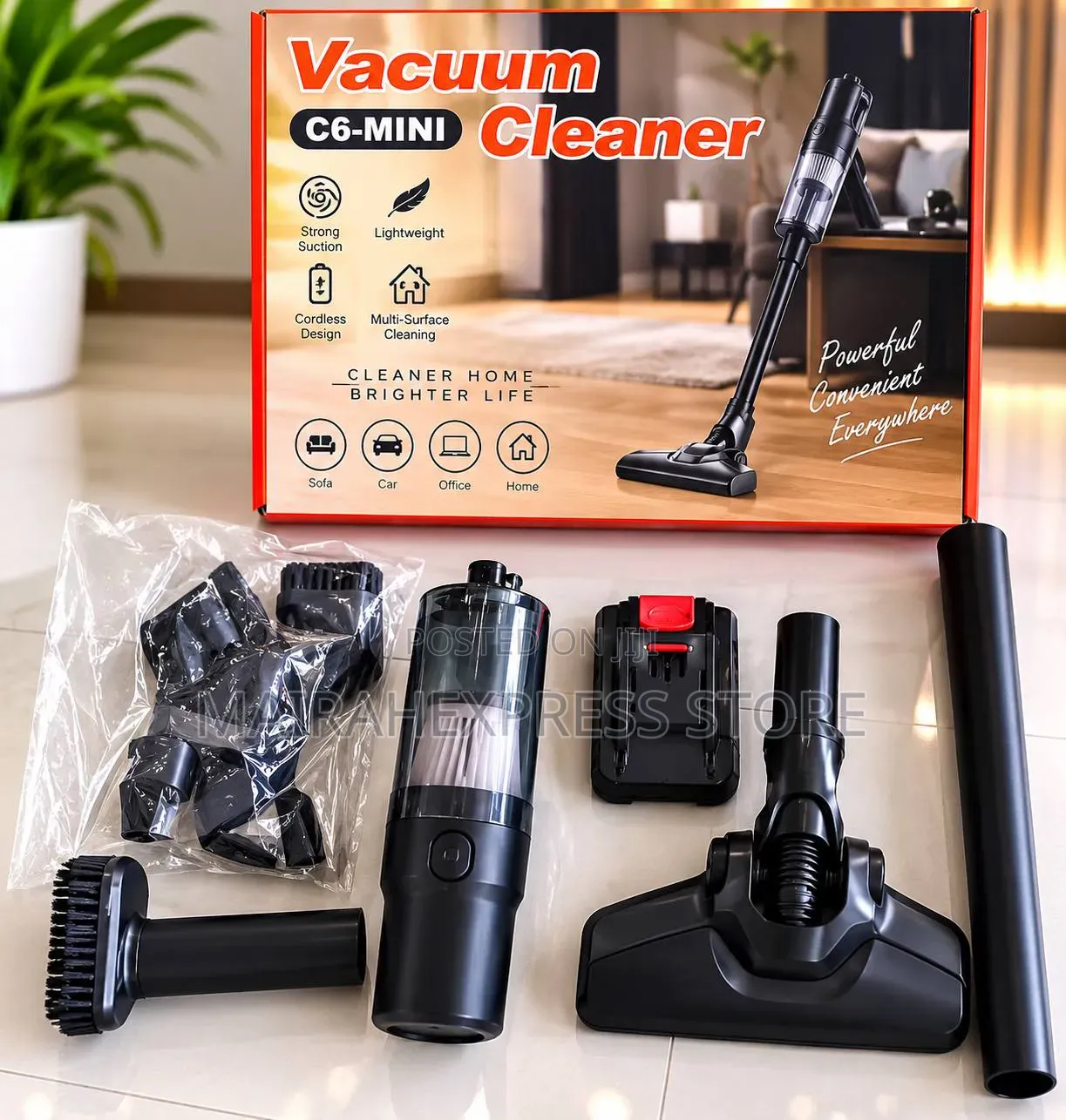 Lithium Battery PowerMax Cordless Vacuum Cleaner for Home and Car