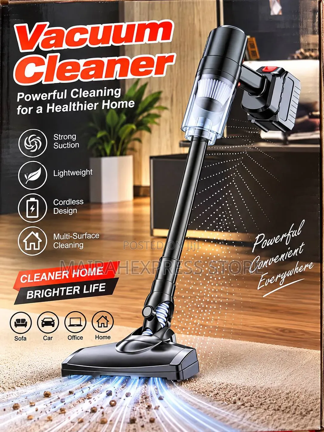 Lithium Battery PowerMax Cordless Vacuum Cleaner for Home and Car