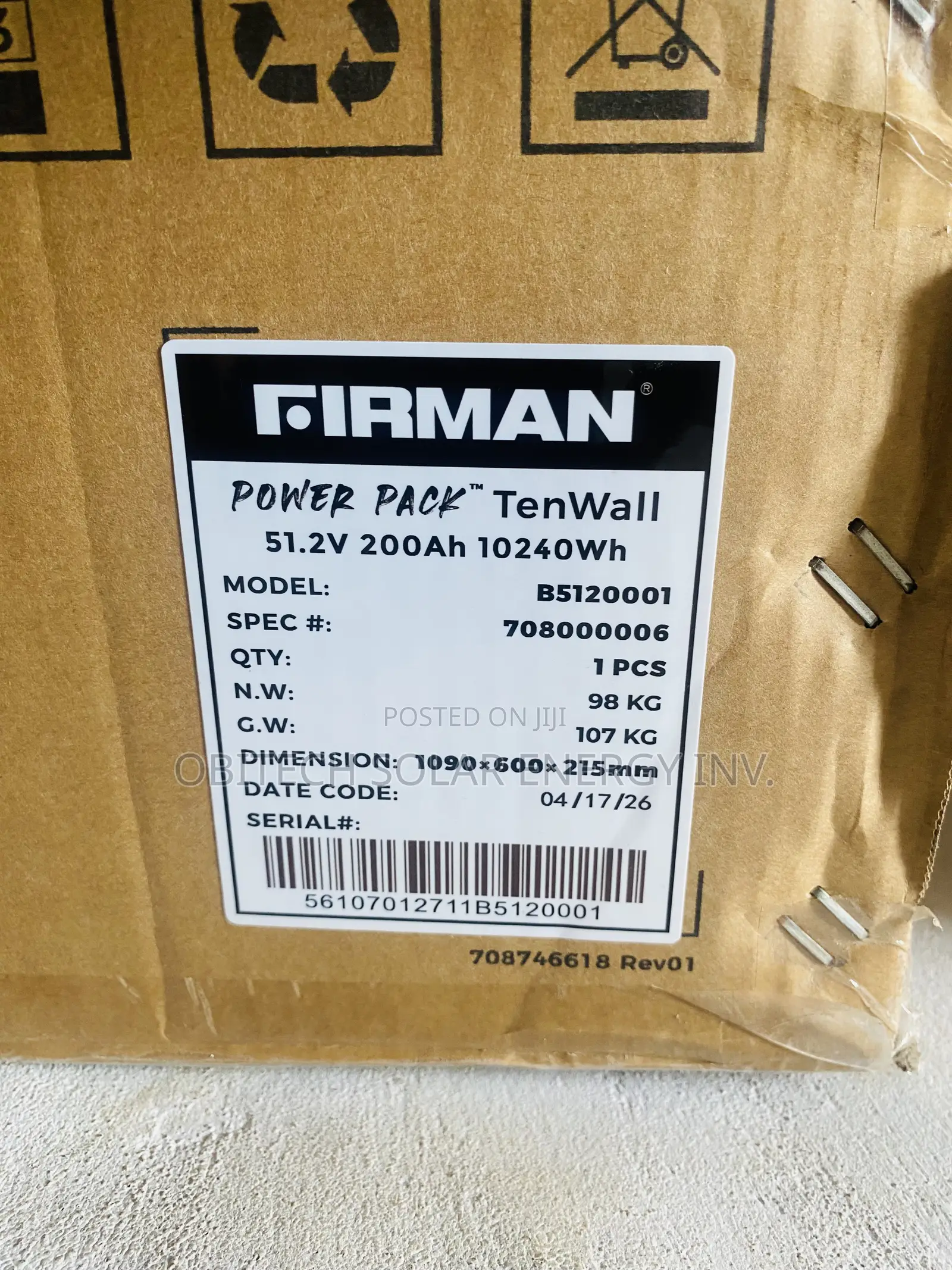 10kw 48V Firman Lithium Battery