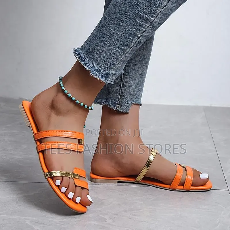 Women's Flat Slippers, No-Heel, Open-Toe, Slip-On