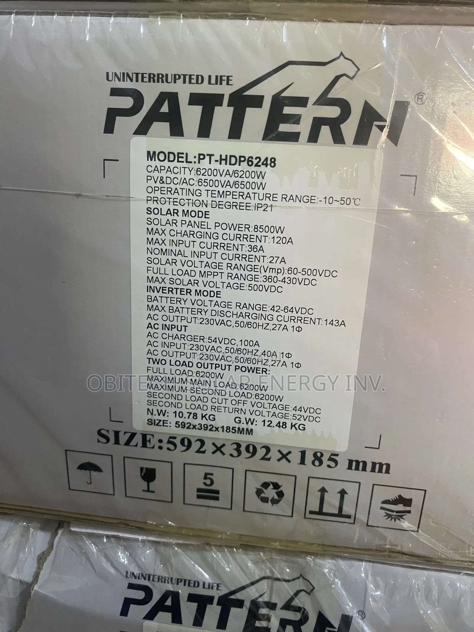 6.2kva 48v Pattern Hybrid Solar Inverter