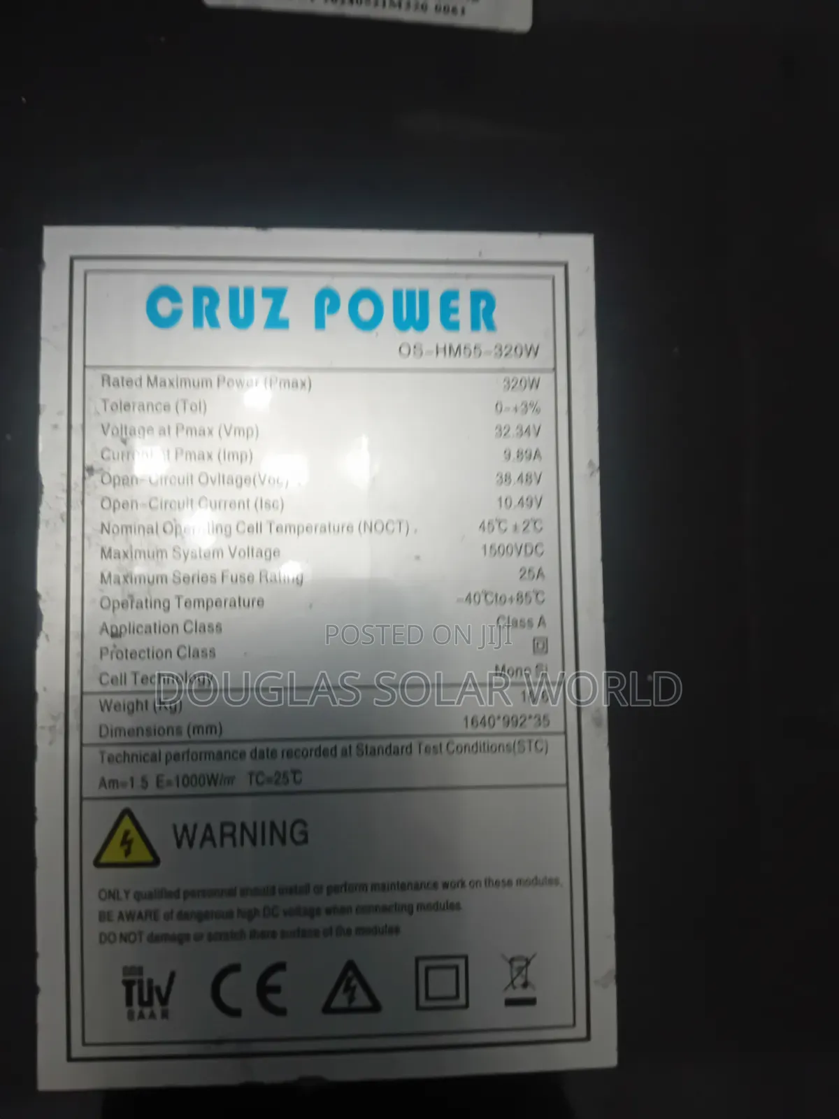 Cruz Power 320W Monocrystalline Solar Panel