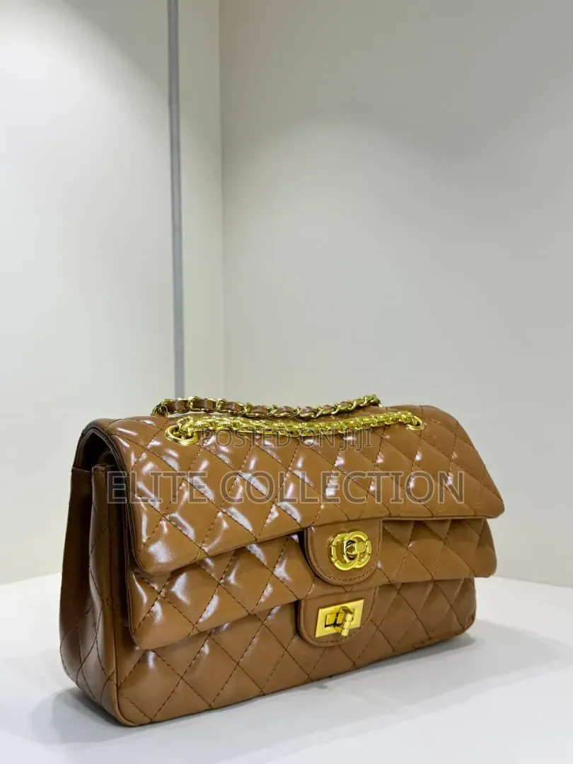 Glossy Chanel Bag Size Big Color: Black. Wine. Brown.White.Silver Gold