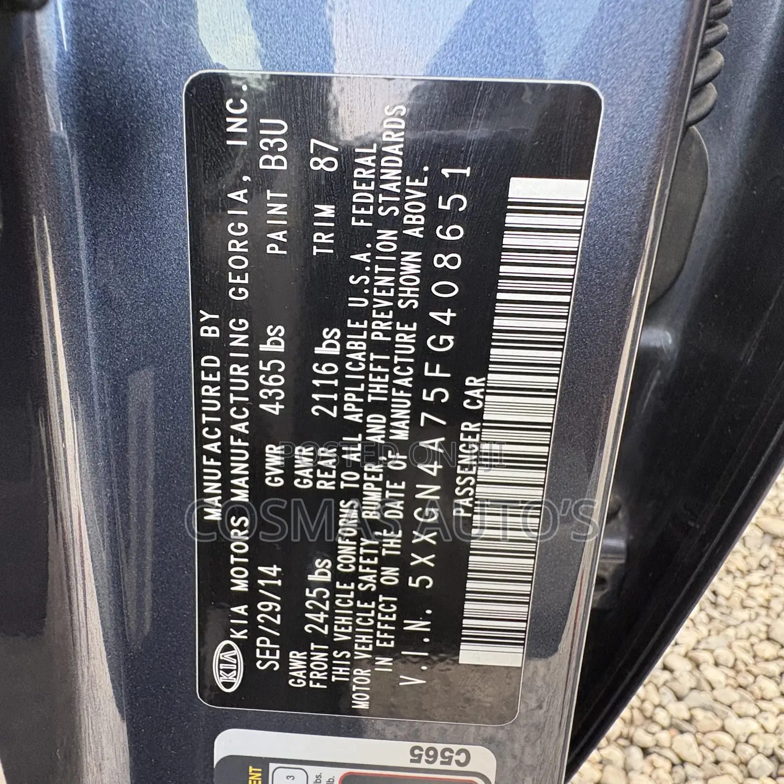 Kia Optima EX 4dr Sedan (2.4L 4cyl 6A) 2015 Blue
