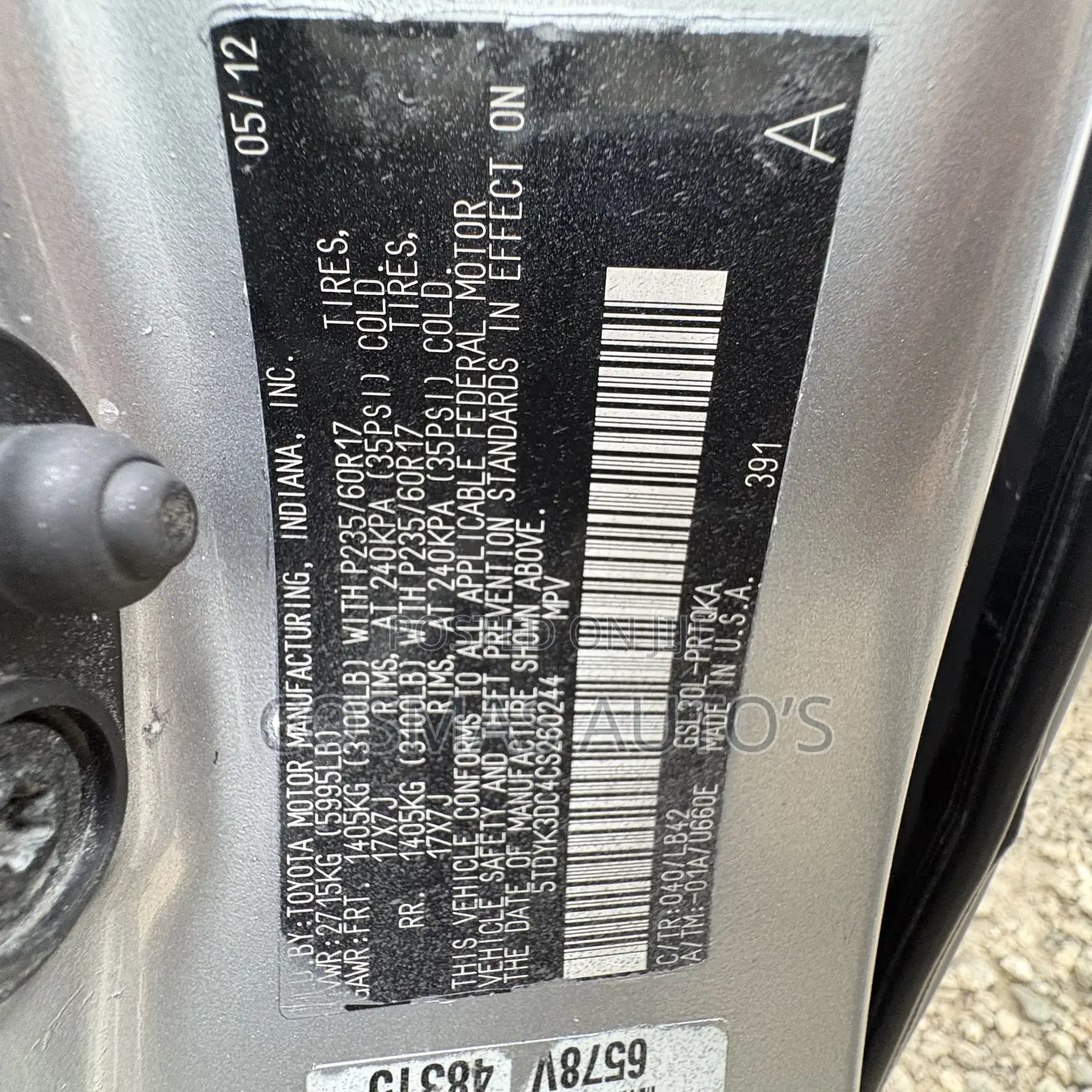 Toyota Sienna XLE 7 Passenger Mobility 2012 Silver
